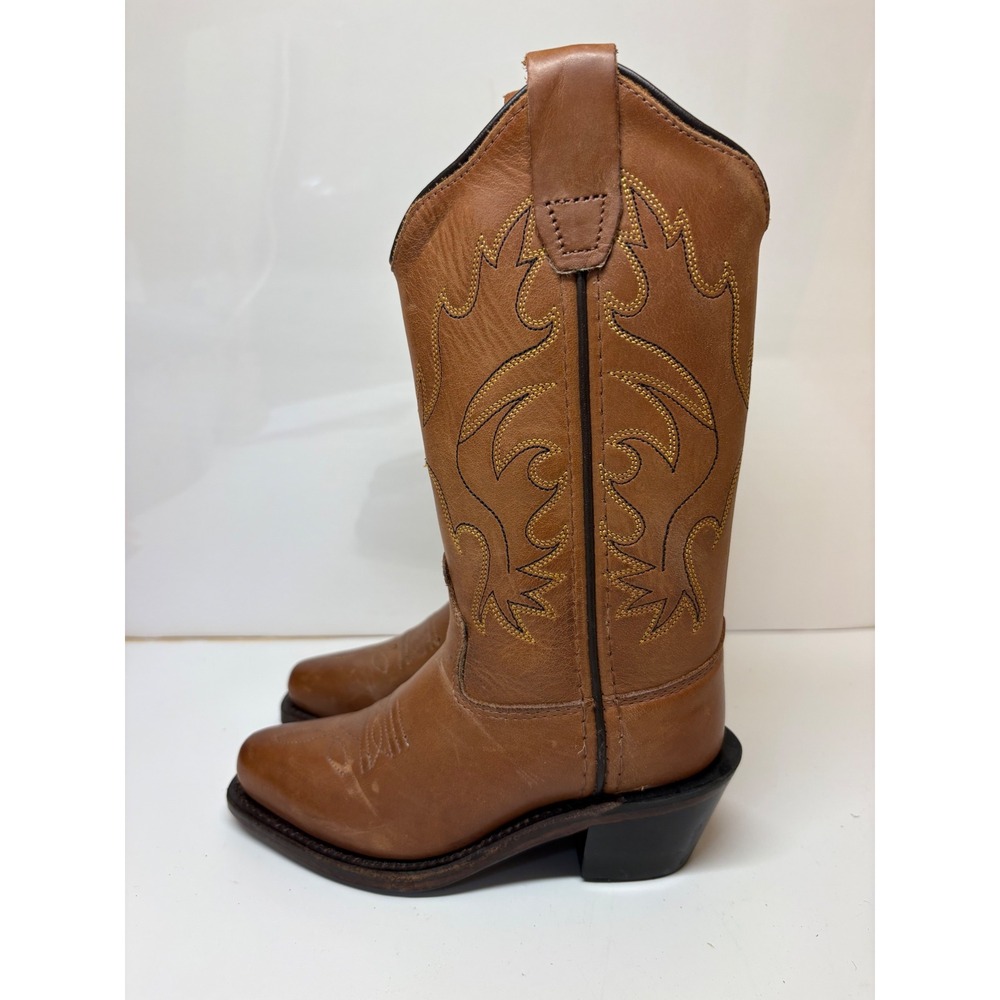Old West Kids Canyon Light Brown Leather Snip Toe Cowboy Boots CF8229 Size 9D